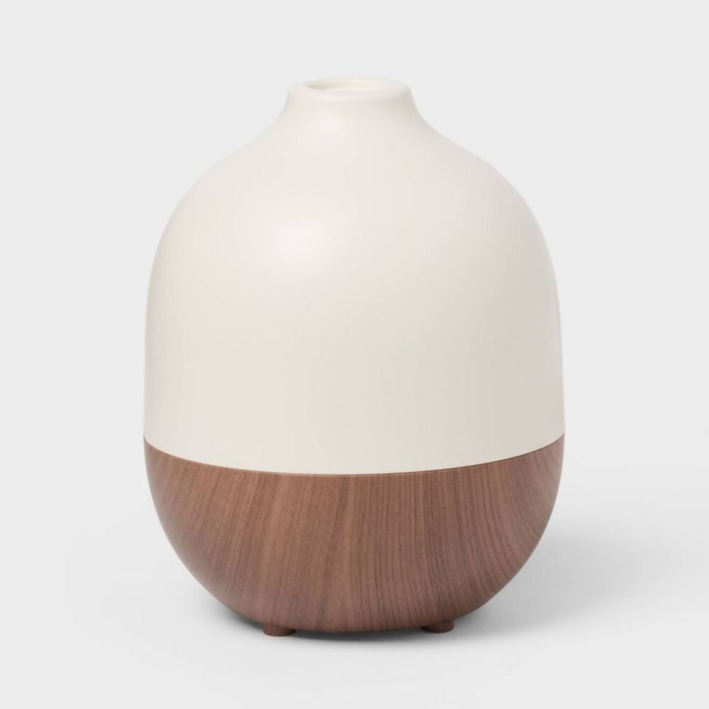 300ml Ultrasonic Essential Oil Aroma Diffuser - White Top/Woodgrain Base